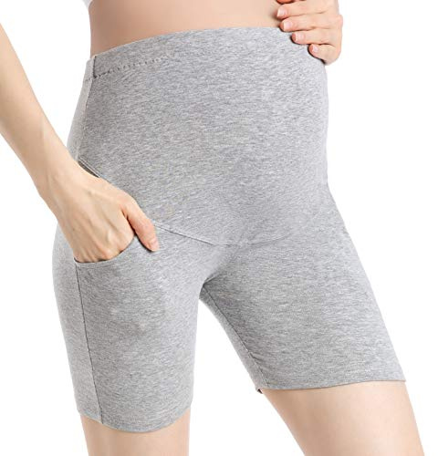 Ferrieswheel Story Graviditetsshorts för kvinnor, moderskap, leggings över bula, gravidbyxor, kort, Grå, S