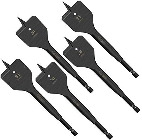 SabreCut SCRIW38_5 - Juego de 5 brocas planas para madera (38 mm x 152 mm, para Bosch Dewalt Makita Milwaukee y muchos otros)