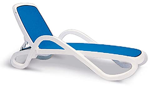 Beauty.Scouts Rollliege Till 71x195x40/46cm Kunststoff Weiss/blau Gartenliege Gartenmöbel Sonnenliege Terrasse Terrassenliege wetterfest Outdoor