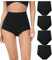 wirarpa Women's Cotton Knickers Super High waisted Briefs Ladies Underwear Full Coverage Panties Black 4 Pack L