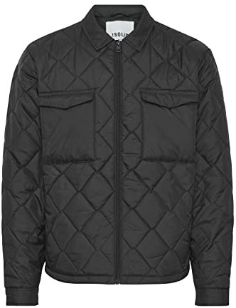 !Solid SDErhard Herren Feldjacke Übergangsjacke jacke Überhemd Shacket gesteppt unifarben Hemdjacke mit Reißverschluss Regular Fit, Größe:2XL, Farbe:True Black (194008)
