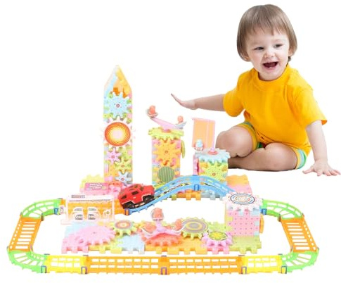Pacienjo Giocattoli per Ingranaggi per Bambini - Giocattoli educativi con Ingranaggi rotanti - Puzzle Fai-da-Te riutilizzabili di Ingranaggi didattici ad Incastro per Bambini dai 3 Anni