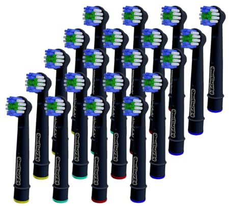OneBuy24 - Aufsteckbürsten kompatibel mit Oral-B elektrischen Zahnbürsten - Kompatibel mit Precision Clean, Vitality, Professional Care, (20 Stück Schwarz)