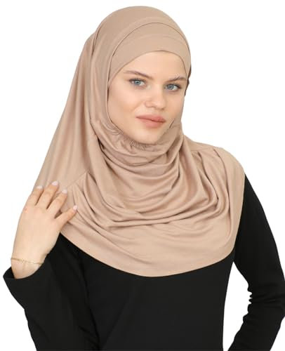 Prien Chic Hijab für Damen, Muslim Kopftuch Untertuch Set, Lange Kopftücher Kleid Frauen, Schal Für Gebetskleidung Abaya, Muslimische Kleider Für Ramadan Hajj (Dunkles Nerz)