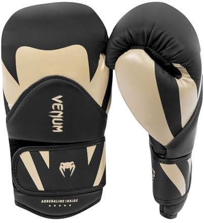Venum Challenger 4.0 Guanti da Boxe, Nero-beige - 8 Oz