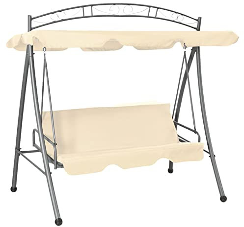 Xichuzi Hollywoodschaukel mit Bettfunktion und Dach, Gartenschaukel, Garten Schaukel, Schaukelgestell, Schaukel Garten, Schaukelgerüst, Sandweiß