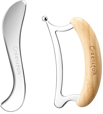 Greenstalk 2 in 1 Stainless Steel Gua Sha Massage Tool Set for Muscle Relief, Muscle Scraper Tools,Portable Body Scrapers Tool for Neck, Back, Feet Recovery.
