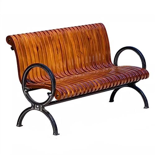 WOTZOV Gartenbänke, Parkbänke für den Außenbereich mit Armlehnen, luxuriöser Parkstuhl mit stromlinienförmigen Sitzen und Rückenlehne, stabile Beine aus schwarzem Aluminiumguss,150x67x84CM