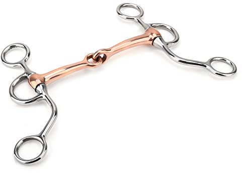 CFTGIW Horse Chew Stainl Steel Training Bit Copper Jointed Month 6 on The Palate Equestrian Loose RingFull Cheek Gag D Gag Snaffle BitsHorse Chew