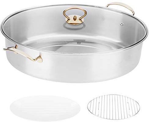 Acero inoxidable Oval Pescado Vapor Juego de olla a gran capacidad Cocina casera con plato para los entusiastas de la cocción