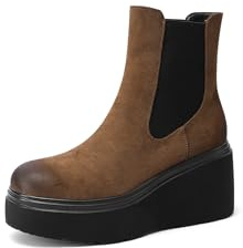 QUEEN HELENA Stivali Chelsea Platform Stivaletti con Zeppa Donna X31-129 (Khaki, Taglia unica, Sistema Taglie Calzature EU, Adulto, Donna, Numero, Media, 41)