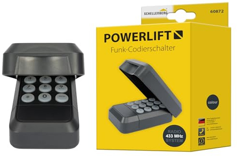 Schellenberg interruttore di codifica radio per porte da garage con copertura, frequenza radio 433,92 MHz fino a 20 m, alimentato a batteria, 60872