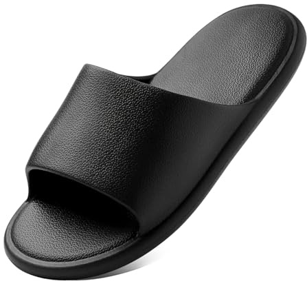 JoWebb Unisex Slide Sandals, Women Men's Fashion Open Toe Beach Pool Slippers 7/8 UK Jet Black