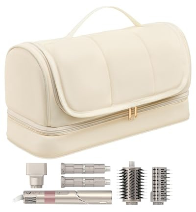 Noldena Custodia da viaggio da appendere per asciugacapelli, compatibile con Dyson Airwrap e Shark FlexStyle, borsa organizer idrorepellente con divisorio, beauty case da viaggio