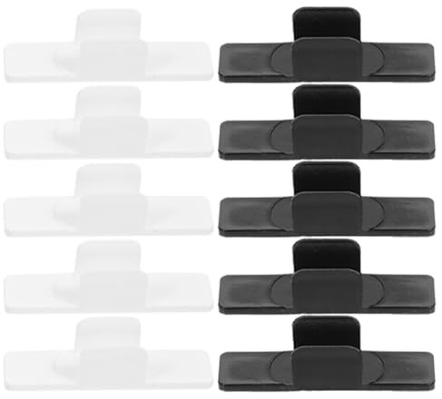SOLUSTRE 10pcs School Whiteboard Pen Holder Clips, Self-adhesive Pencil Clamp with Sponge Base, Black and White Pen Organizers for Desk and Classroom Use