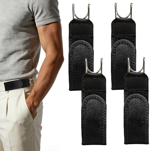 Bcuuozeeing Bälte utan spänne, osynligt elastiskt spänne löst bälte män och kvinnor, Buckle Less bälte med metallkrok, justerbart med kardborreband för vardag och fritid