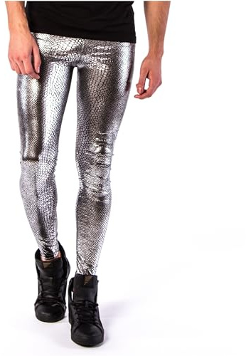 Kapow Meggings Leggings da Uomo Metallizzati e in Materiali Speciali