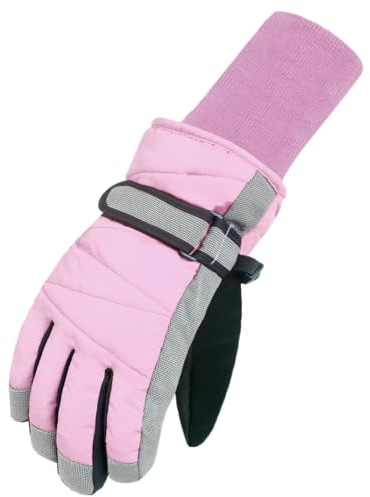 MAGARROW Kinder Winter Warm Winddicht Outdoor Sport Handschuhe für Jungen Mädchen - Pink - Medium (8-10 Jahre) Rosa