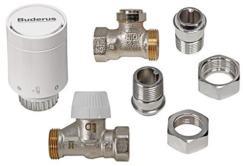 Buderus Thermostatkopf Set mit Heizkörperverschraubung Durchgangsform für C/CV Heizkörper