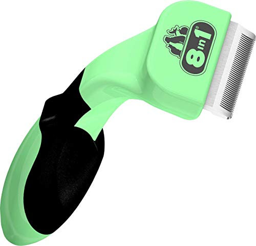 8in1 Coat DeShedder S - Unterfellbürste für kleine Hunde, für Kurzhaar und Langhaar geeignete Hunde-Bürste zur Entfernung der Unterwolle, grün