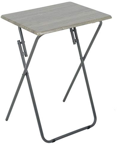 Azuma Folding Side Table Portable TV Dinner Coffee Patio Balcony Bedside Coffee Grey Wood Effect