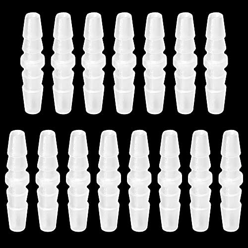 Feelers 1/4 x 1/4 Plastic Hose Barb Fitting 15 Pack, Equal Barbed Splicer Connector, Straight Union Adapter for Aquarium, Air Line, Fuel Line, Liquid Transfer