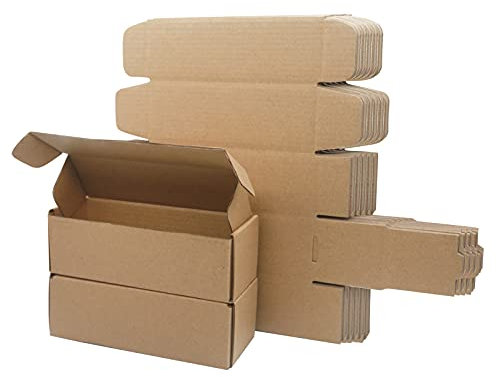 Klein Versandkartons, 155x50x50mm lang schmal Maxibriefkartons für Postversand, Versandtaschen Warensendung, Braune Verpackungskartons für Geschäft, Aufbewahrung oder Geschenkbox(10 Stück)