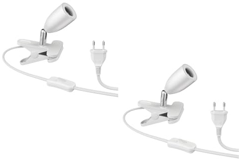 ledscom.de 2x klämlampa LIK, vit matt, 1x E27 max. 60W