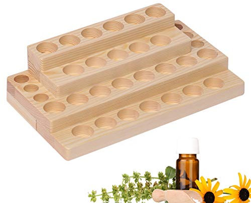 Holzsammlung Ätherisches Öl Display Ständer, 30 Löcher Aromatherapie Öle Hölzern Tragen Gestell Halter Organisator Multifunktions Geschenk für Nagellack, Duftöle, Lippenstift und Parfümlagerung #5