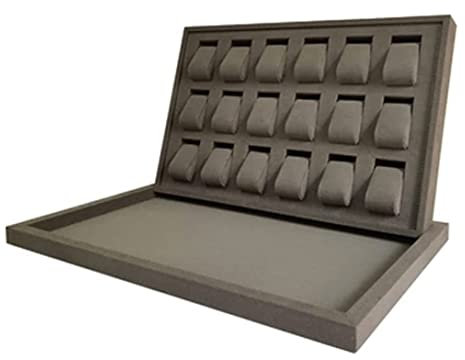 Uhrenbox Uhrenrolle Uhrenetui Uhrenhalter 18-Gitter-Uhrenbox Mit Abnehmbarem Kissen, Graue 90-Grad-Öffnung, Aufbewahrungsbox, Uhrendisplay Uhrenaufbewahrung (Size : A Horizontal Section 18 Grid)