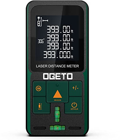 Metro Laser 120M, OGETO Distanziometro Laser Dispositivo con Sensore Angolare Elettronico Strumento di Misurazione Digitale Portatile Telemetro con Livelle a Bolla e Ampio LCD Retroilluminato