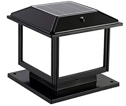 Farol Pie Sobremuro Exterior Lámpara de Pilar Solar Cuadrada Luz de poste impermeable al aire libre Villa de cristal Puerta Paisaje StreetLights Jardín Cubierta Patio Valla Columna Faro ( Color : Zwar