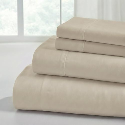Modern Threads Soft Microfiber Solid Sheets - Luxurious Microfiber Bed Sheets - Includes Flat Sheet, Fitted Sheet with Deep Pockets, & Pillowcases Taupe King