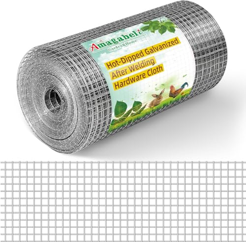 Amagabeli Ture 19 Gauge Hardware Cloth 1/2 inch 16 in x 50 ft Premium Galvanized After Weld Chicken Wire Mesh Roll Fencing Plant Supports Poultry Netting Rabbit Cage Snake Gopher Fence Coop