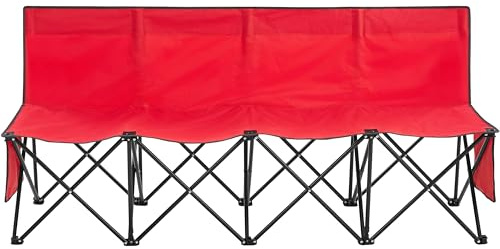 Abician Chaise de Camping Portable Banc de Jardin Pliant avec Sac de Transport pour Extérieur Jardin Match Football Chaises de 4 Personnes 100kg par Siège Rouge