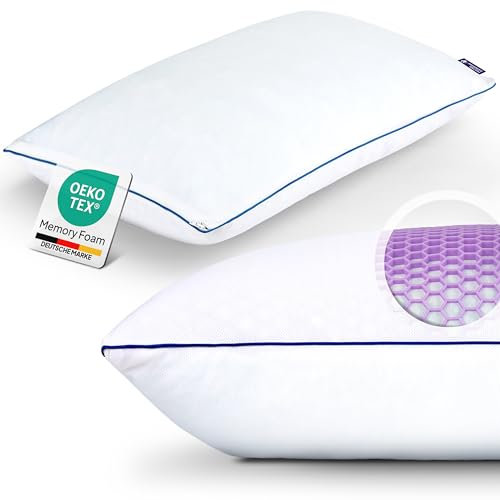 Mister Sandman Ergonomisk TPE minnesskumkudde – sängkudde 40 x 80 cm, nackkudde med ventilerande överdrag för optimal sömnkomfort – kudde för att stödja huvud, hals och rygg