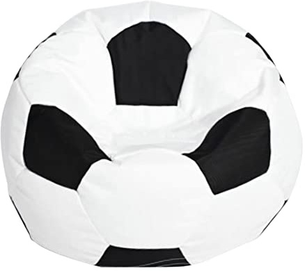 Luzhengyang Kids Stuffed Animal Bean Bag Cover - Store Up to 50 Plush Toys - Football Design - Premium Canvas - Easy to Carry Handle - Great for Bedroom or Playroo - White, 80cm