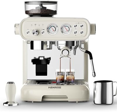 Hanrose macchina espresso con macinino, macchina espresso 20 bar con montalatte, macchina espresso all-in-one, macchine espresso per la casa, macchina espresso