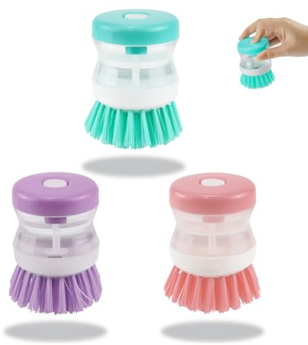 3 Unidades Cepillo Fregar Platos, Cepillo con Dispensador de Jabón, para Limpieza de ollas, Sartenes, Fregaderos