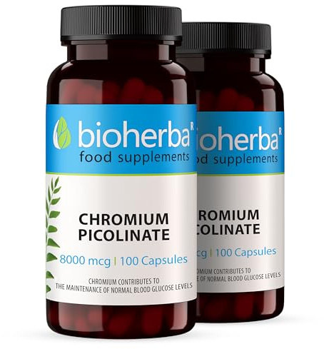 CROMO PICOLINATO 8000 mcg – 200 Capsule | Integratore Alimentare con Cromo | BIOHERBA