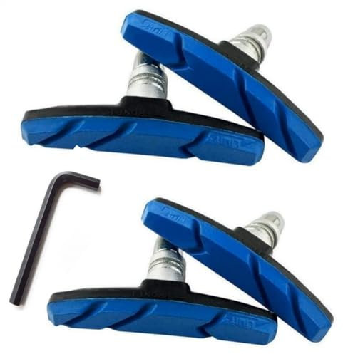 Lot de 2 Paires de Plaquettes de Frein de vélo avec Outil d'installation, 70 mm, en Caoutchouc, V-Brake pour étrier de Frein de vélo (2 Pairs Blue)