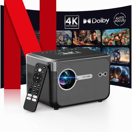 LED Beamer 4K Tragbarer Heimkino Outdoor, 2025 CWEUG Smart Beamer mit YouTube, Android TV 11, Dolby Audio, NFC, Autofokus/Trapezkorrektur, WiFi6, Bluetooth5.4, 1080ANSI, 1080P Full HD, Handy Decke