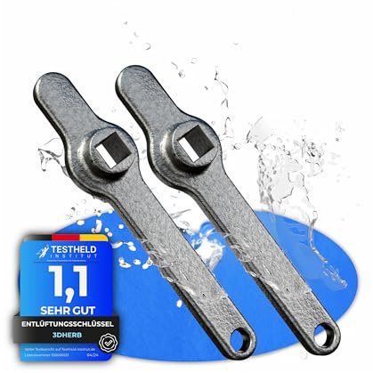 3DHerb Chiave di sfiato in acciaio inox, chiave per il riscaldamento, maniglia di sfiato del radiatore, chiave quadrata, sfiato del riscaldamento, in acciaio inox di alta qualità, l'originale (2 pezzi