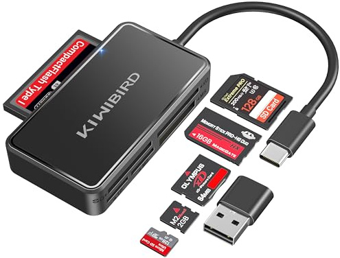 KiWiBiRD SD Kartenleser USB C CF Kartenleser Memory Stick Pro Duo xD MS M2 Micro SD Compact Flash Card Reader, Kompatibel mit PC Kamera Laptop iPhone 17 Air 16 Plus Pro Max Mac Galaxy S25 Android