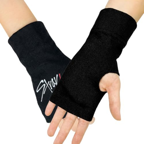 SKids Fingerlösa Handskar, Fingerlösa Stickade med Stjärntryck, Kpop Handledsvärmare, Koreanska Idolhandskar, Vinterpresent till Kpop fans, Stay (Alfabetmodell)