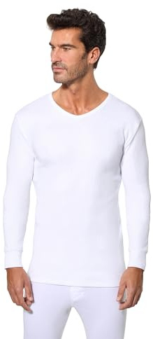 Abanderado Camiseta térmica de manga larga y cuello pico Algodón de invierno Hombre x1