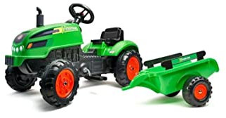Falk - Traktor mit Pedalen X-Tractor mit Anhänger – ab 2 Jahren Motorhaube zum Öffnen – Lenkrad mit Hupe – 2048AB, grün