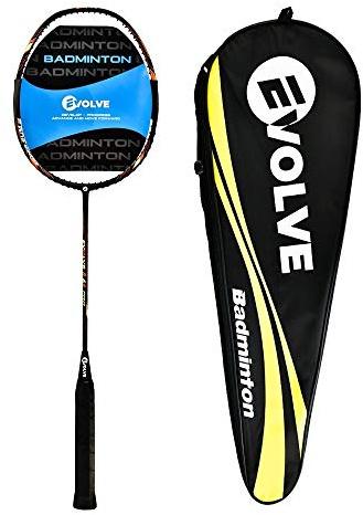 Evolve 8-64 Badminton Racket with High Tension String | 8U Ultra-Light 40T High Modulus Graphite | Professional lightweight Racket with Case for Men, Women (Set of 1)