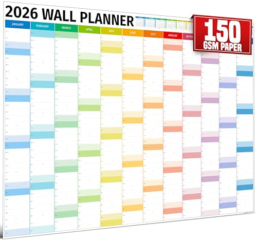 Wall Planner 2026 UK - A1 Extra Large 84 x 60cm Colour Full Year Family Planner Calendar 2026 For Home, Office, Teacher Calendars & Personal Organisers - Columns Edition