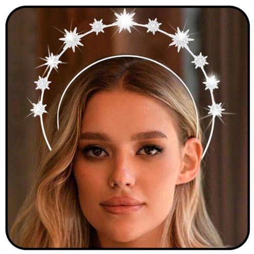 Zoestar Serre-tête, auréole d'étoiles, strass argentés, diadème céleste en cristal scintillant pour femme, accessoire pour cheveux pour femme, 1 pièce (argent 1)